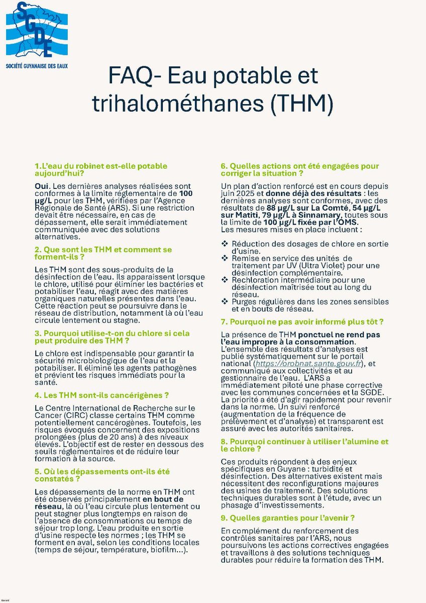 La SGDE vient de mettre à jour sa fiche explicative sur les trihalométhanes afin de bien comprendre ce qui s'est passé lors de la contamination et les risques encourus.