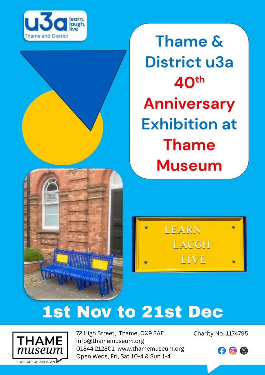 MuseumThame's tweet image. 🔹️Thame &amp;amp; District u3a is celebrating its 40th anniversary this year &amp;amp; have set up a small exhibition at Thame Museum to celebrate this. 🎉🏛 Opening this Saturday 1st November! 

#thamemuseum
#u3a
thamemuseum.org