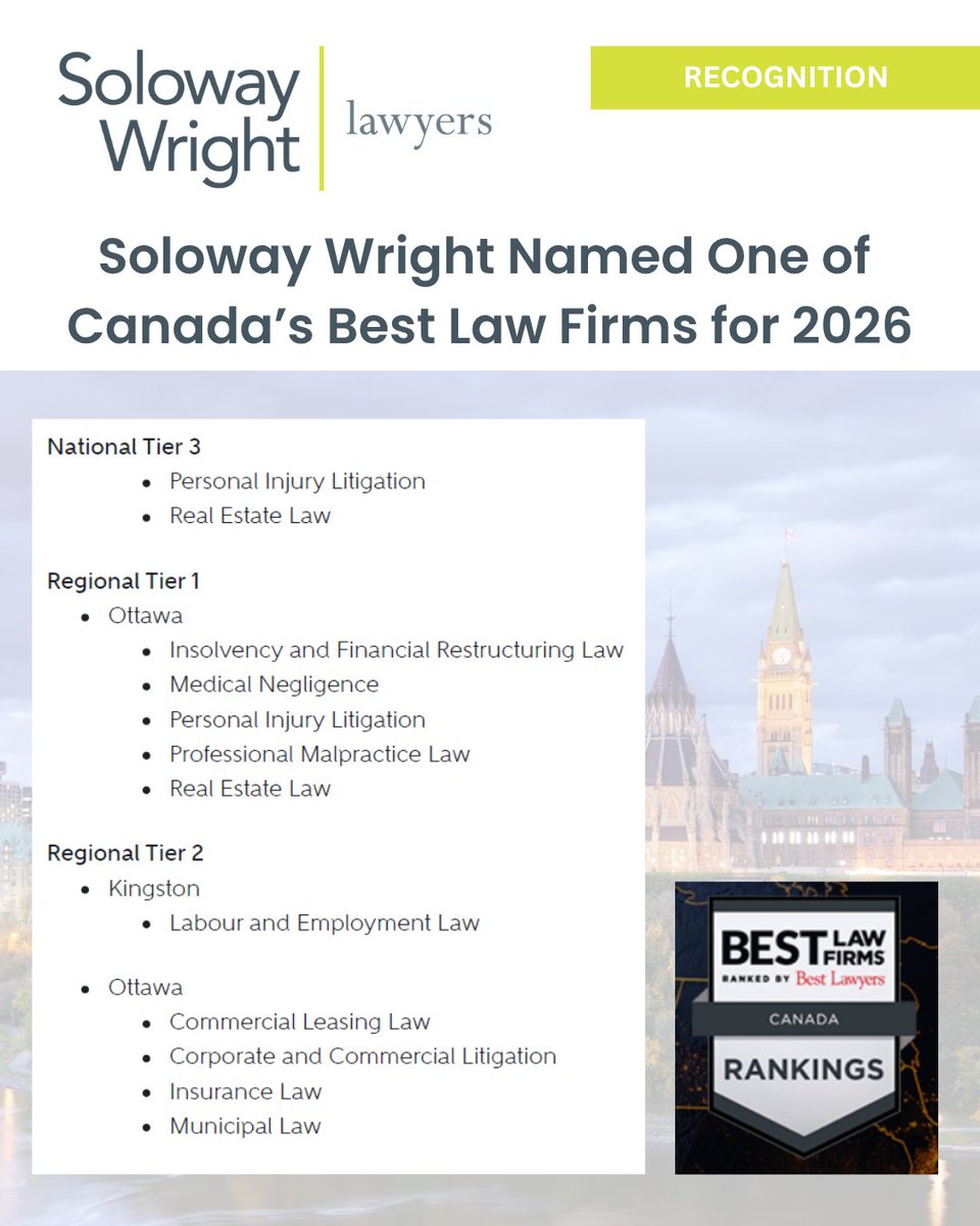 solowaywright's tweet image. We’re honoured to be recognized in the @BestLawyers 2026 Best Law Firms™ – Canada rankings!
bestlawfirms.com/articles/best-…
solowaywright.com
#BestLawFirms #SolowayWright
