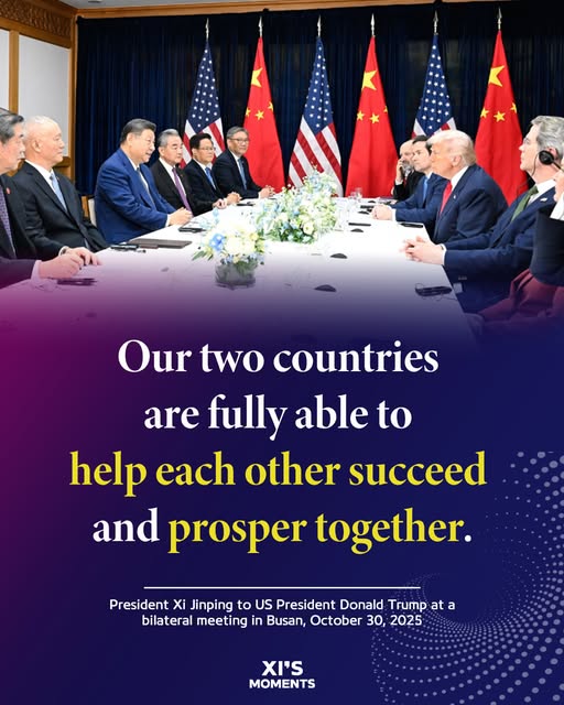 ChinaSunSong's tweet photo. President #XiJinping met with his #US counterpart, #DonaldTrump, on Thursday in Busan, #SouthKorea. Here are some highlights from Xi's remarks during the meeting. (1) #QuotesfromXi #XiDiplomacy https://t.co/SbQtLnzB4x