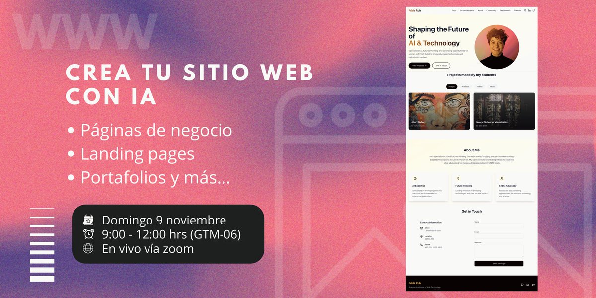 Gente, ya regresó el tan pedido taller de creación de sitios web sin programación: 

nas.io/ai-the-new-sex…