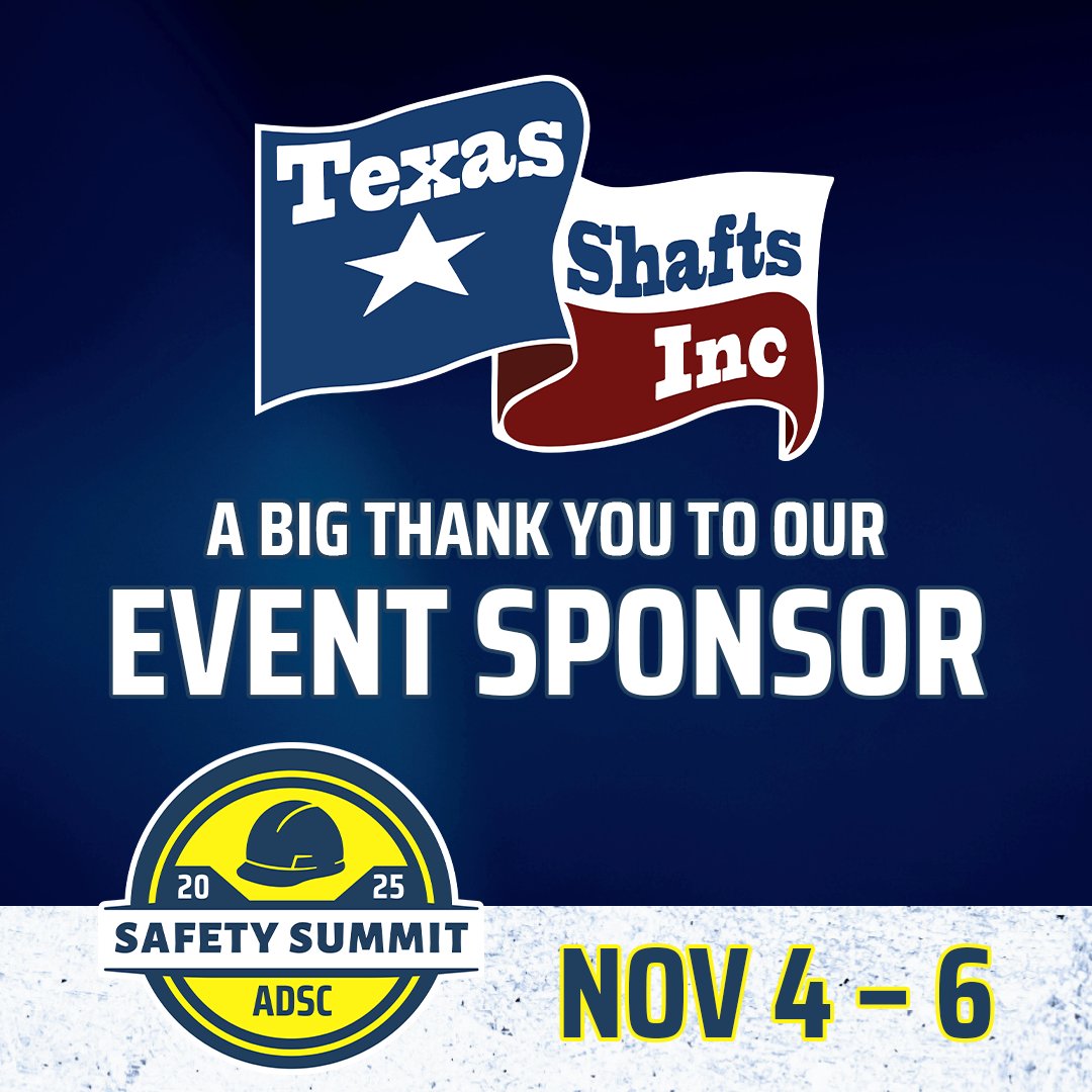 ADSC_IAFD's tweet image. 👏 Thank you to Texas Shafts, Inc. for supporting the 2025 ADSC Safety Summit, Nov 4–6! Your commitment to advancing safety in the foundation drilling industry helps make this event possible.
Learn more ➡️ adsc-iafd.com/event/safety-s…
#ADSCIAFD #SafetySummit