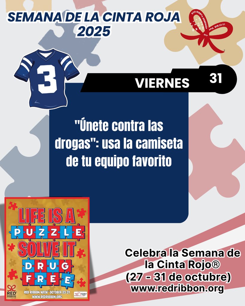 NEMiddle's tweet image. 🏈⚾🏀 Final Day of Red Ribbon Week!
💙 Friday’s Theme: “Team Up Against Drugs”
➡️ Show your spirit by wearing your favorite team jersey—together, we’re stronger!
#4theT #RedRibbonWeek