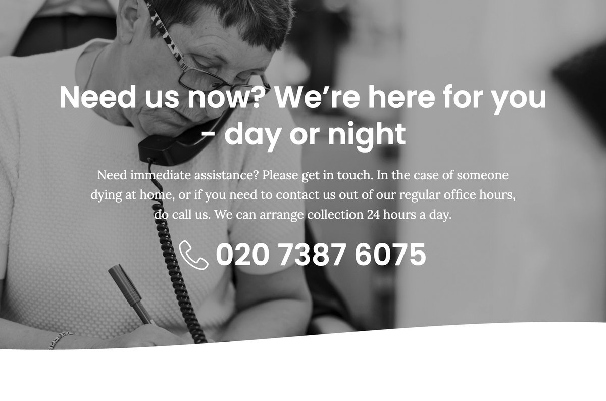 Levertons's tweet image. There for you when you need us - In the case of someone dying at home, or if you need to contact us for immediate assistance out of our office hours, please do call us on 020 7387 6075. We can arrange collection at any time of day or night.

#heretohelp #londonfunerals