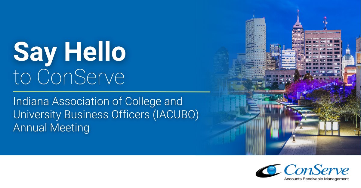 ConServeARM's tweet image. We are thrilled to be a Sponsor at next week&apos;s IACUBO Annual Meeting! We look forward to meeting with you at the event, learning more about your school and discussing how ConServe&apos;s collection services can benefit your institution. Schedule a meeting: conserve-arm.com/meet-conserve