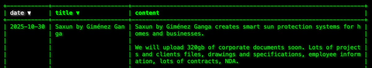#Akira #ransomware group has allegedly #hacked #Saxun (<a href="/Saxun_Solar/">Saxun</a>), based in #Alicante, #Spain 🇪🇸, which manufactures solar protection systems, enclosures, and space decoration products.

Stay informed, monitor cyber threats, and sign up for free on #VenariX 👉