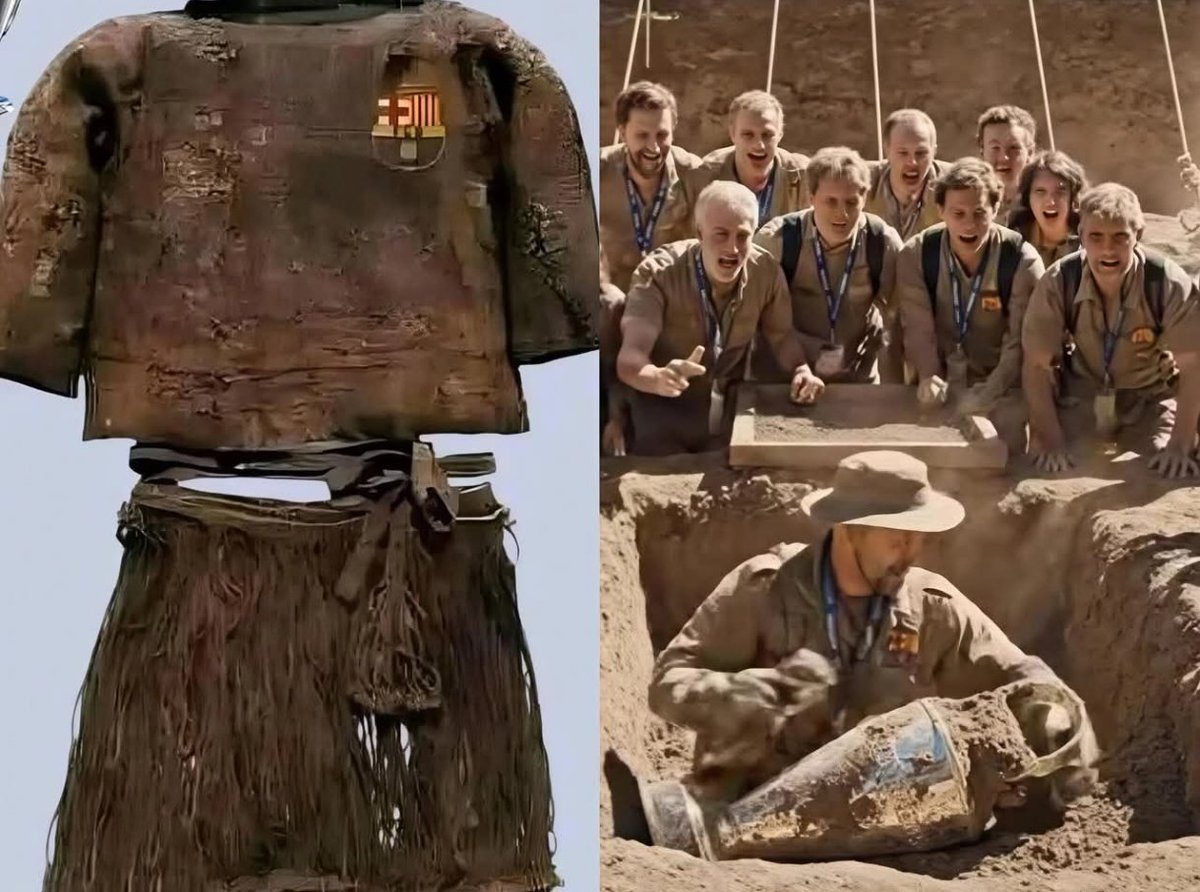 Lavozgalactica's tweet photo. 🚨ÚLTIMA HORA: Unos arqueólogos españoles encuentran el uniforme y la última Champions League que ganó el FC Barcelona. https://t.co/5MjeaFJlgC