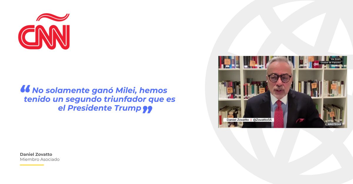 <a href="/Zovatto55/">Daniel Zovatto</a> , miembro asociado del CEIUC, analizó en Aristegui (<a href="/CNNEE/">CNN en Español</a>) el impacto regional de la victoria legislativa de Milei en Argentina y el riesgo de una nueva forma de injerencia electoral en América Latina. 

🔗 Mira la entrevista completa acá  shorturl.at/5ouM8