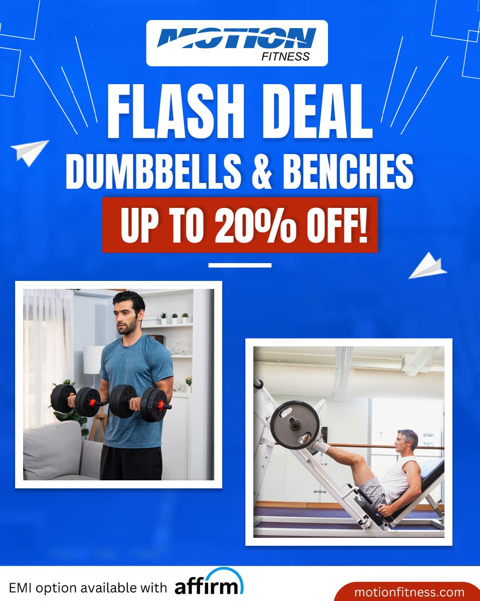 MotionFitness's tweet photo. 💥 FLASH DEAL ALERT! 💥
Ready to level up your home or gym workouts? 🏋️‍♂️ Get up to 20% OFF on premium Dumbbells &amp; Benches — only for a limited time!

Order now👉: https://t.co/tSoisxd4QT

Subject to eligibility. See Lending Terms at https://t.co/tmatzpSgJd

#FlashDeal #FitnessSale https://t.co/rncmnsEa8h