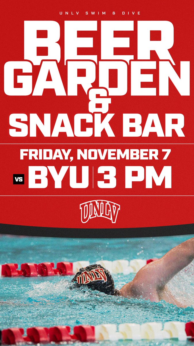 Rebel fans, don’t forget to check out the beer garden and snack bar during our home-opening meet vs. BYU on November 7‼️🍻🍿🍫

The meet will start at 3 p.m. with diving, followed by swimming at 4 p.m. and will close out with the second round of diving at 7 p.m. 🏊‍♀️🏊‍♂️

#JustGoOff