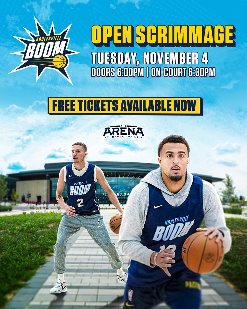 be one of the first to see the squad in action 💥

free tickets to our open scrimmage at <a href="/AIMNoblesville/">The Arena at Innovation Mile</a> are available NOW ➡️ buff.ly/mWlCbou