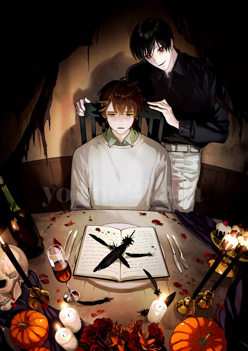 yo4no2kasa's tweet photo. 🎃𝓗𝓪𝓹𝓹𝔂 𝓗𝓪𝓵𝓵𝓸𝔀𝓮𝓮𝓷👻
はじめちゃんとトモくんもハロウィンを楽しんでいるようです…🍷今後の更新もお楽しみにお待ちください！

#綺麗な君に殺されたい https://t.co/7QqsozwGLC