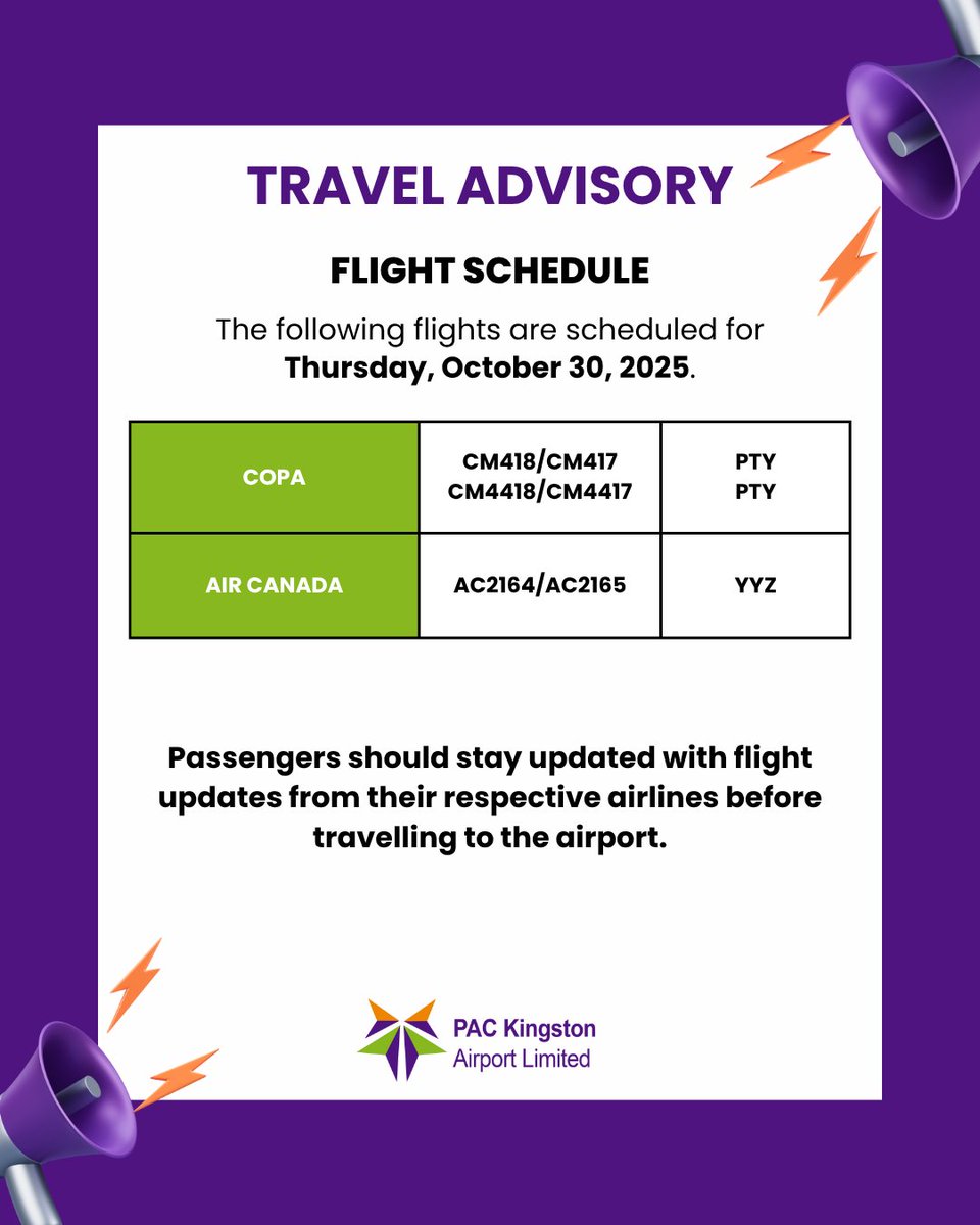 NMIA_Airport's tweet image. NMIA schedule today (Thu., 30 Oct. 2025):
Arrivals from GCM, SDQ, MIA, POS, PTY, YYZ, JFK.
Departures to GCM, SDQ, MIA, POS, PTY, YYZ, JFK.
Have a confirmed reservation &amp;amp; check airline before travelling to airport. #NMIA #FlightUpdate