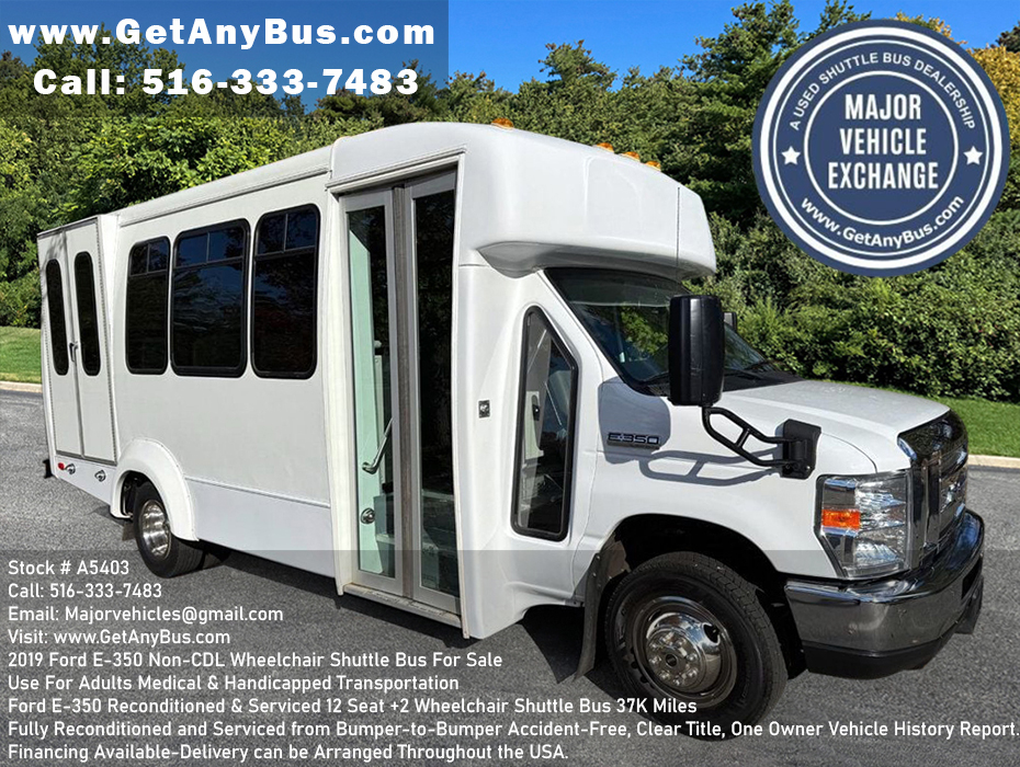 PreownedBuses's tweet image. RECONDITIONED 2019 FORD E-350 Non-CDL WHEELCHAIR LIFT SHUTTLE BUS
SEE ALL OF OUR SHUTTLE BUSES AND WHEELCHAIR VANS AT getanybus.com AND CALL CHARLIE AT 516-333-7483

#e350 #shuttle #shuttlebus #busforsale #noncdl #wheelchairlift