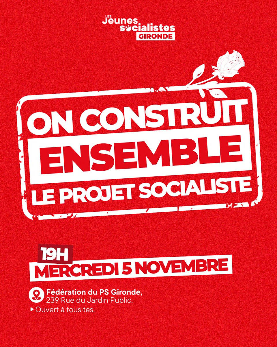 👉 Rendez-vous mercredi à partir de 19h pour construire ensemble nos propositions girondines pour nourrir le projet socialiste ! À vos idées ! 💡