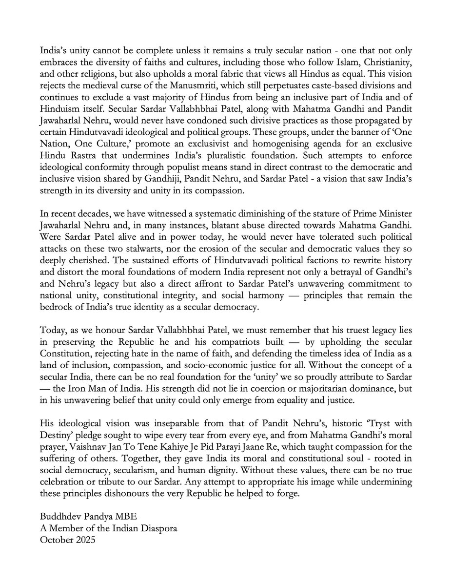 sampitroda's tweet image. I was thinking of writting a few words about our great leader Sardar Patel on his 150th birthday anniversary. I went to school in 1950 at Vidyanagar close to Karamsad in Gujarat - birthplace of Sardar Patel. As I started to write, I received this excellent tribute to Sardar Patel…