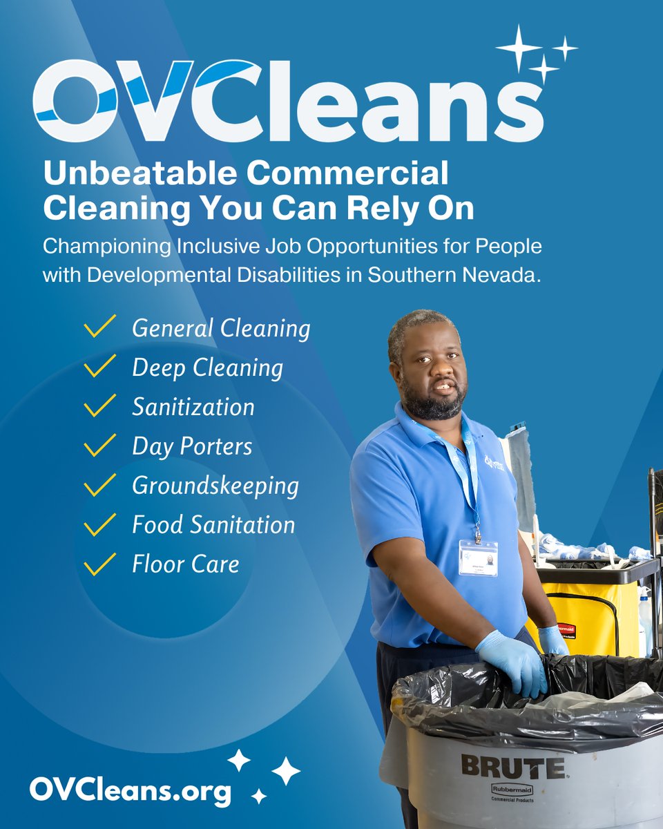 Opportunity Village's OV Cleans is all about high-level skill, which is why we’re @issaworldwide CIMS-certified and trusted by clients like @LASAirport.

But our real win? Creating career paths for talented people with developmental disabilities. 

opportunityvillage.org/business-servi…
