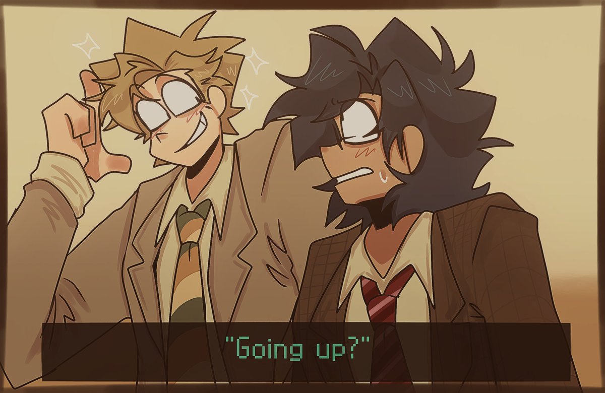 redraw of a cutscene/CG(?) from memory i did in class  #ElevatorHitch