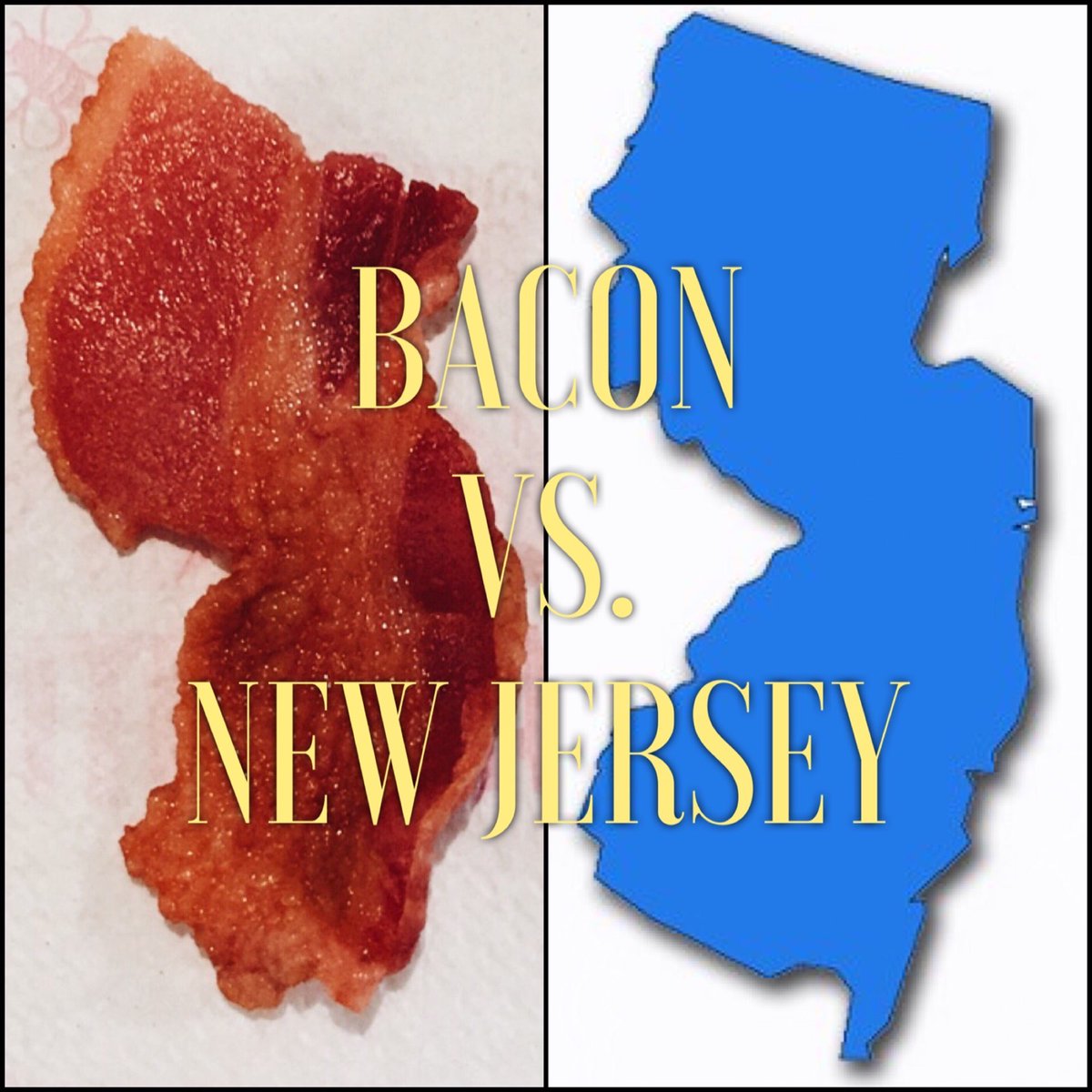 The biggest battle going on in New Jersey is not the gubernatorial race…but is likely this piece of bacon I made. <a href="/Rasmussen_Poll/">Rasmussen Reports</a> shows bacon ahead by 2.5%. 

<a href="/honestpollster/">Mark Mitchell, Rasmussen Reports</a>