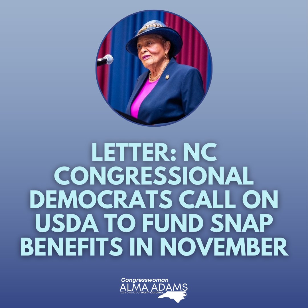 RepAdams's tweet image. Today, my fellow NC Democrats @RepDeborahRoss, @ValerieFoushee, @RepDonDavis, and I sent a letter to the USDA calling on them to administer SNAP funds in November.

Hungry people are not political pawns.

Learn more here: adams.house.gov/media-center/p…