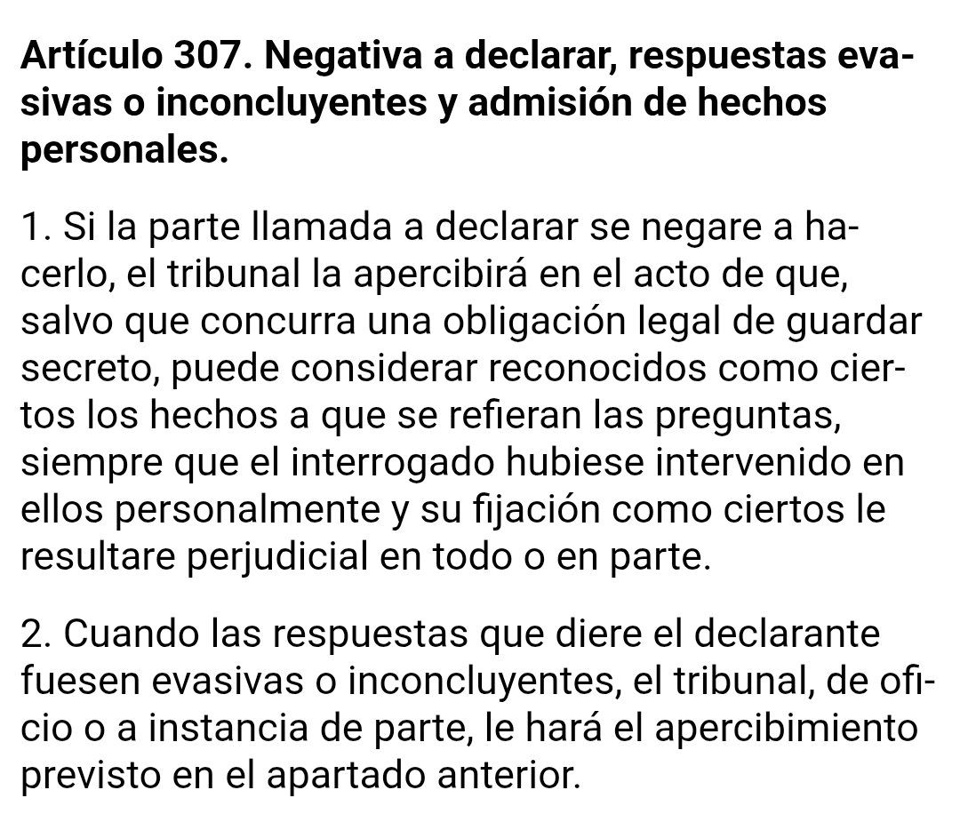 SI LA PARTE LLAMADA A DECLARAR RESPONDE CON EVASIVAS EL TRIBUNAL PODRÁ DAR POR CIERTOS LOS HECHOS QUE LE PERJUDIQUEN.

¿QUÉ CREEIS QUE LE VA A PASAR A PEDRO SÁNCHEZ CUANDO EN VEZ DE EN EL SENADO TENGA QUE DECLARAR ANTE UN JUEZ O TRIBUNAL?
YA OS LO DIGO YO.
SE VA CAER CON TODO EL