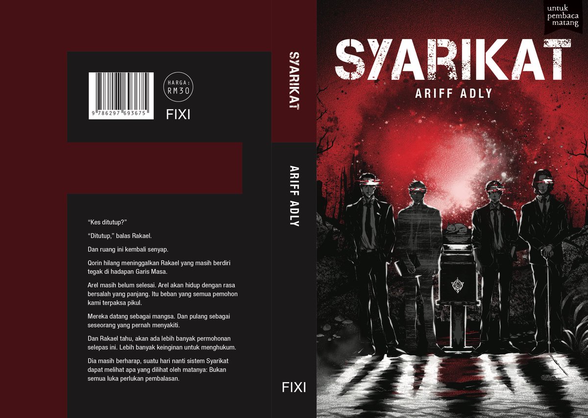 AriffAdlyyy's tweet image. Trivia: Syarikat bermula sebagai cerpen di Wattpad, sebelum diterbitkan dlm Cerpen Hari Jumaat (Vol 1) oleh @BukuFixi. Kira ni mcm expansion dialah, gitu.

Anyways, this cool cover is by @kymnasyrah! Thank you sbb rajin entertain permintaan itu ini aku semasa dlm proses hehe 🥲✋🏼