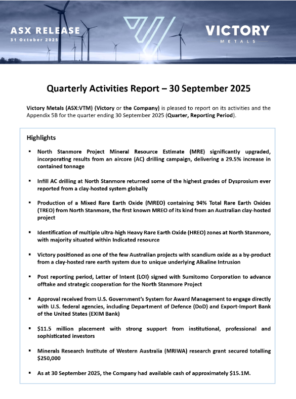 Victory Metals Limited (ASX:VTM) tweet media