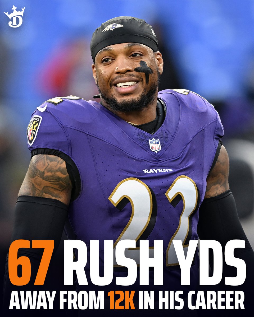 DraftKings's tweet image. Derrick Henry is just 67 rushing yards away from 12,000 in his career, which would make him the 17th player in NFL history to reach that mark 🔥

Does he get there tonight? 👀