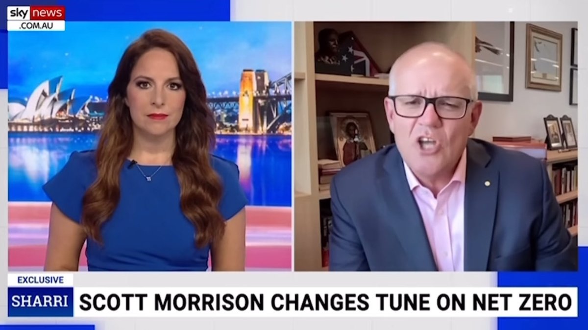 Scott Morrison gives Sussan Ley another headache jumping onto #SkyAfterDark to advise his former colleagues who are fighting over Net Zero that “times have changed” &amp; when he was PM the US under Biden was signed up to Net Zero. Just follow the US, says Scummo. Such an idiot.