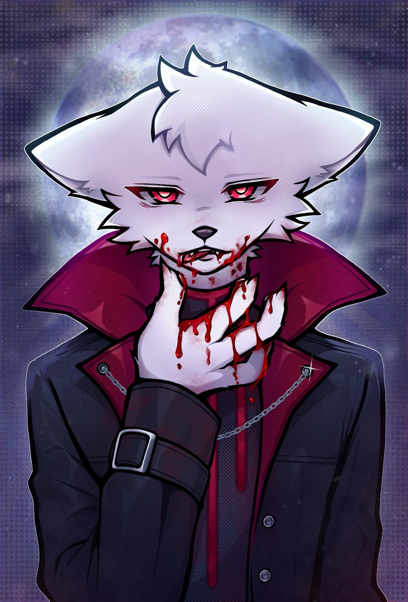 🍷🥩 When the full moon rises, blood is never enough to satisfy the Wolf’s vanity.

^q^ Happy Halloween! ^q^
#Changed #DrK #ButcherVanity #Halloween #Furry