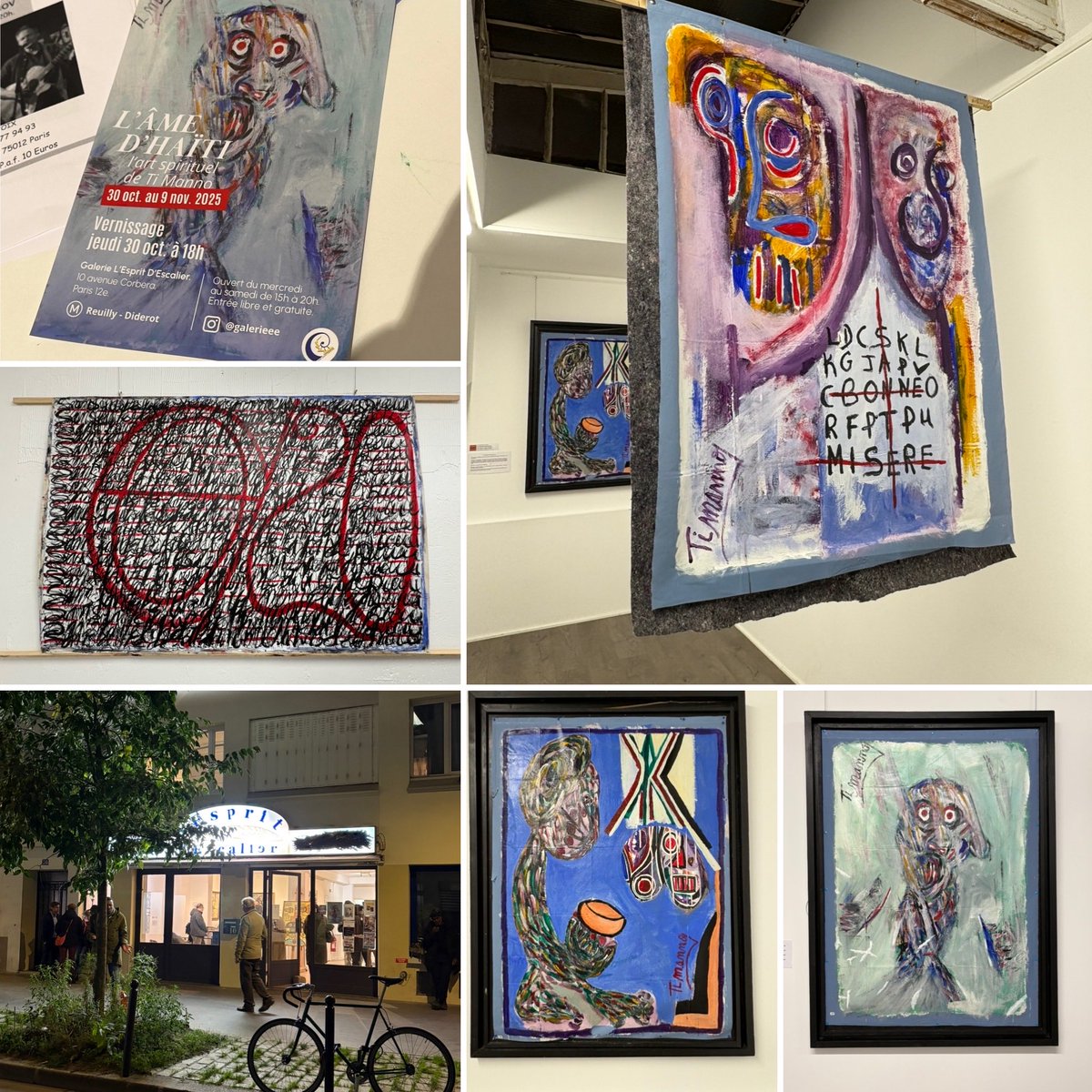 À la Galerie L'Esprit d'Escalier ce soir pour le vernissage de l'exposition "L'âme d'Haïti" de l'artiste #TiManno, en partenariat avec Dys-Arts.
Une immersion dans son art brut, empreint de spiritualité, avec un gros coup de cœur pour "La dignité de l'homme pauvre".

Une #expo à