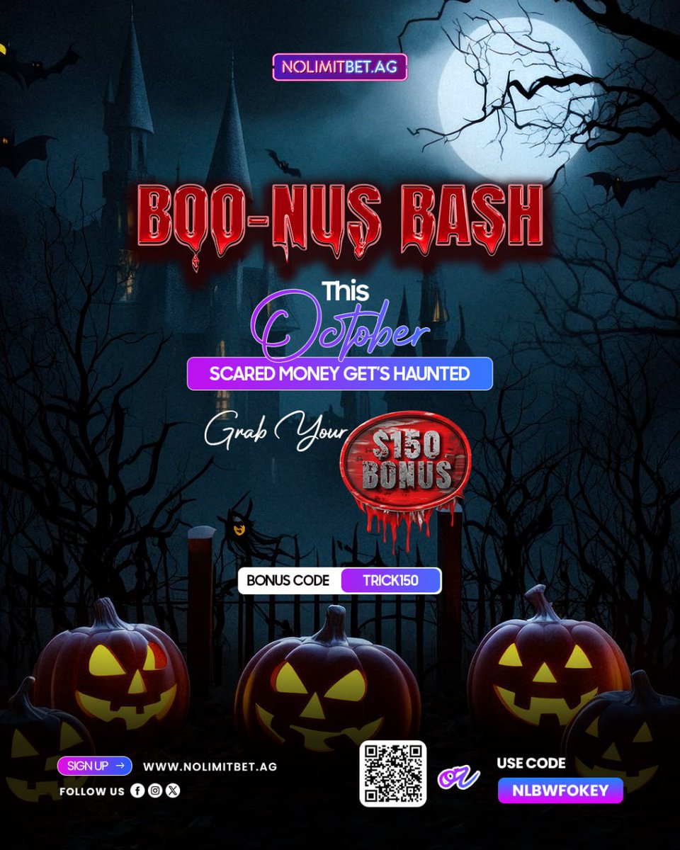 Okechukwu_odd's tweet image. 🎃 BOO! The scariest thing this October? Missing out on free treats 👻
Grab your $150 BONUS before it vanishes into the night!
Use Code: NLBWFOKEY
Join now 👉 nolimitbet.ag/?aff=NLBWFOKEY

#HalloweenBonus #BooNusBash #OctoberVibes #NoLimitBet #SpookySeason