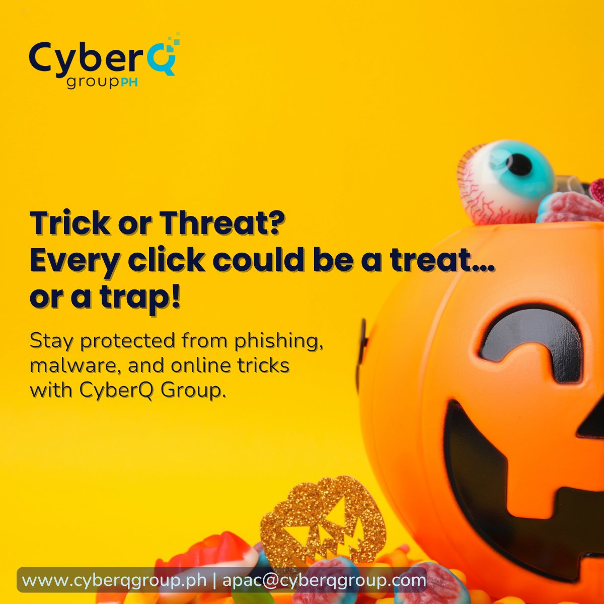 CyberQGroup_PH's tweet image. 🎃 Trick or threat? Every click could be a treat… or a trap!
Don’t get tricked by cybercriminals — stay protected with CyberQ Group.
#TrickOrThreat #CyberSecurityPH #CyberQGroupPH