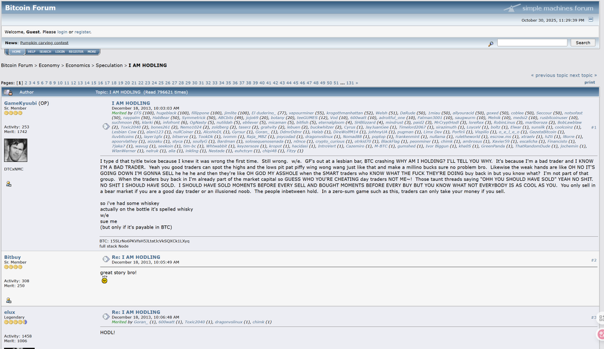 h0dl_Luminex's tweet image. This is the original post about the origin of the &quot;H0DL&quot; meme culture, published in 2013.
bitcointalk.org/index.php?topi…

Regarding the cultural spirit of the &quot;H0DL&quot; meme
bitcoin.org.tw/Post/39

@luminexio @flashnet @davidmarcus @alexworkmode @summraznboi @spark @ethannmarcus