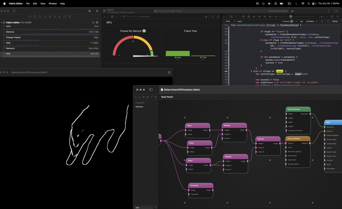Sub 1 ms Determinant of Hessians using Sobel and Mixing ops in Fabric

Could prob make this a single pass and be even faster?