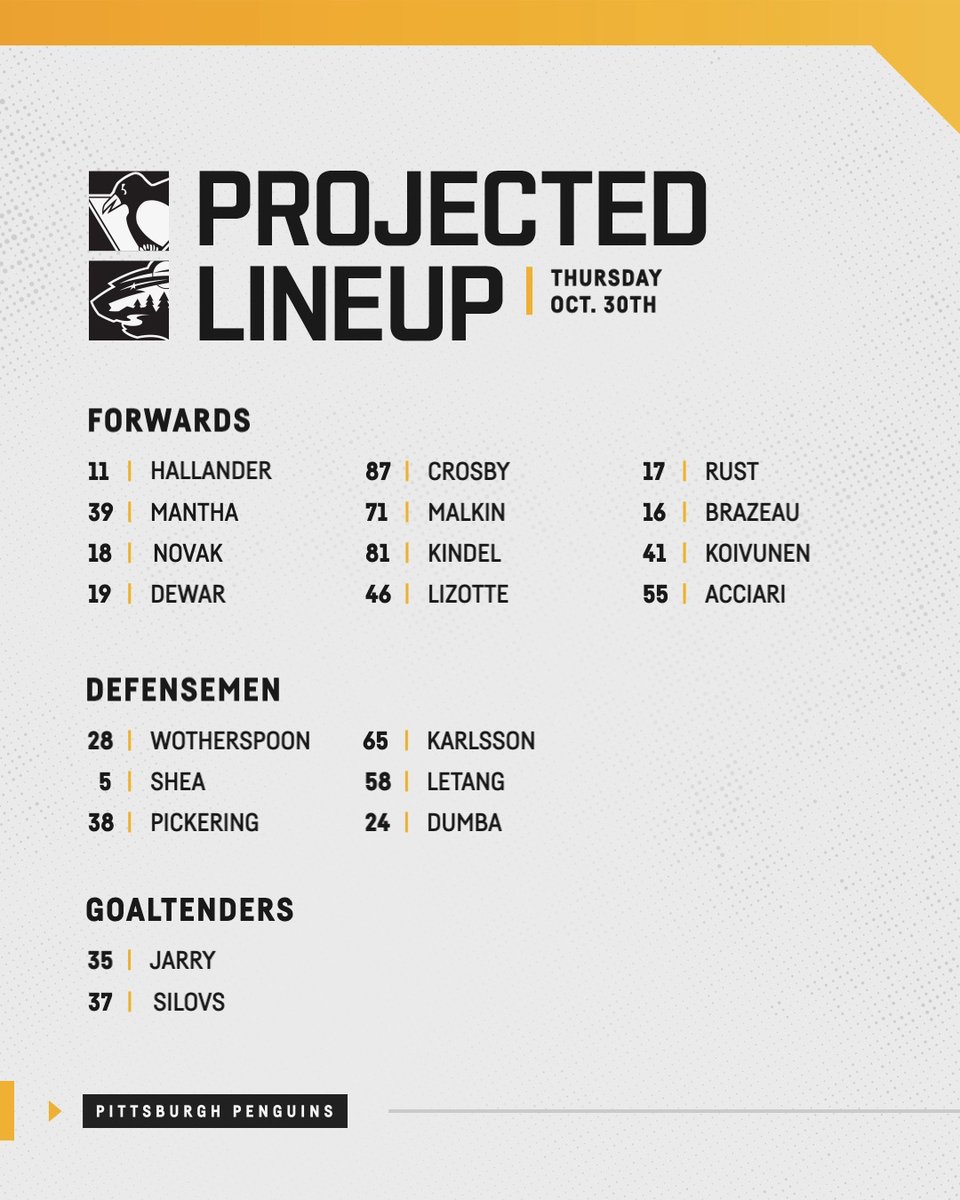 penguins's tweet image. How we&apos;re lining up against the Wild ⬇️