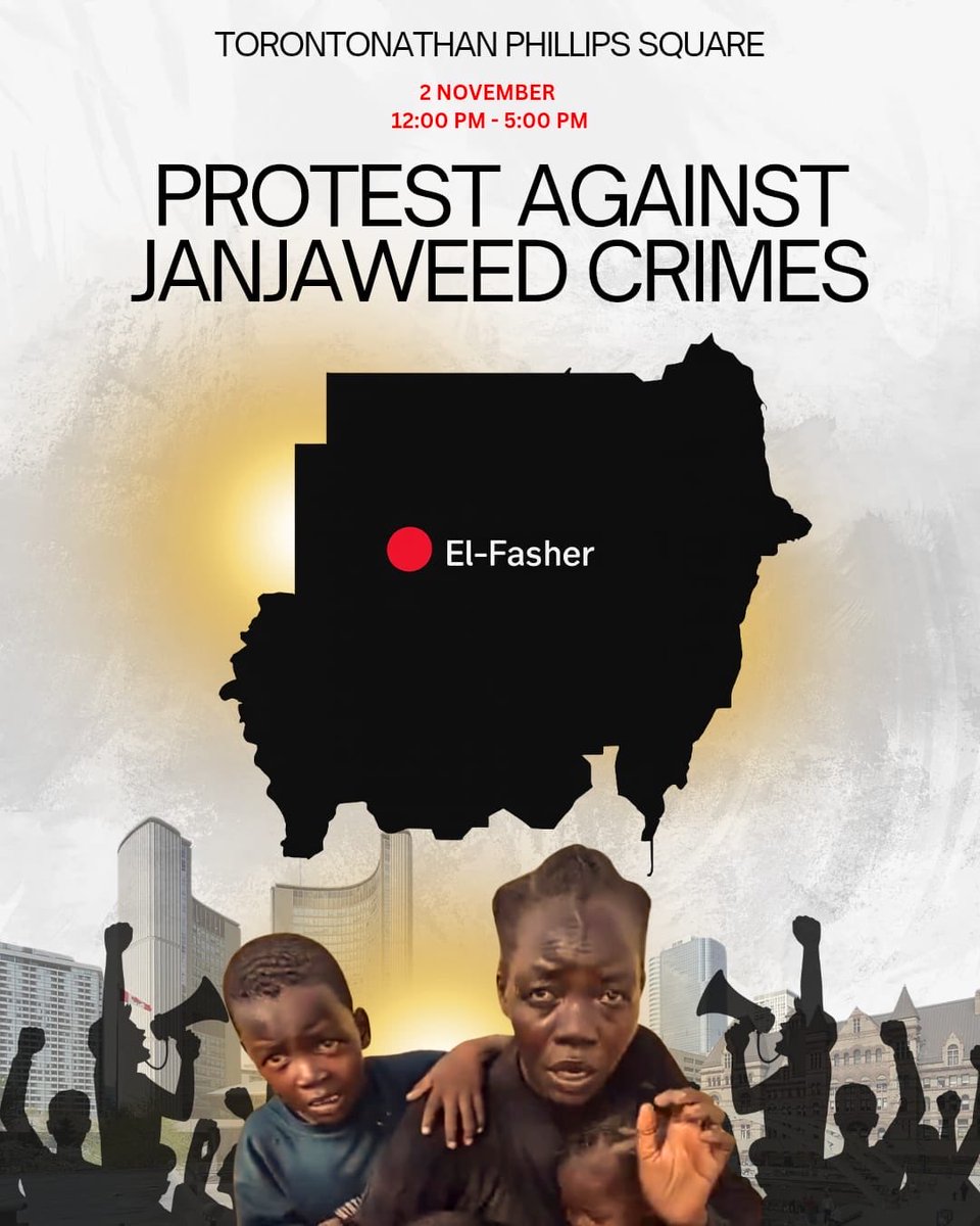 AL_70o0T_'s tweet image. احتجاجات الغضب من أجل #الفاشر مسيرات ومظاهرات دولية تدين جرائم ميليشيا الجنجويد ضد المدنيين في الفاشر، وتطالب بوقف تمويل الإمارات للميليشيات ودعم صمود الشعب السوداني.

#لندن
🗓 السبت، 1 نوفمبر
📍 أمام السفارة الأمريكية
⏰ 13:00

#لاهاي
🗓 السبت، 1 نوفمبر
📍 المحكمة الجنائية…