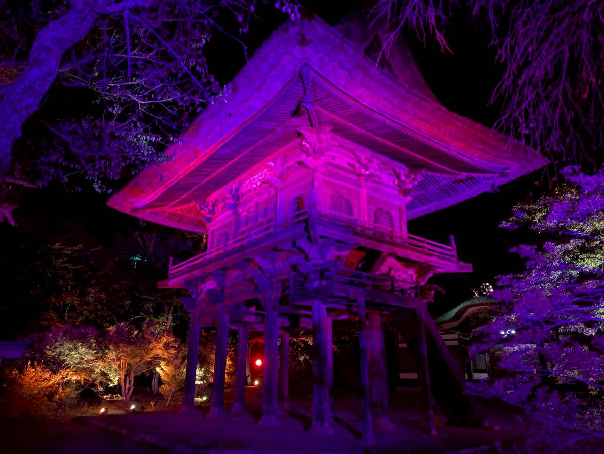 TATEKURO's tweet image. 霊松寺紅葉ライトアップ
─光の幻想─　

2025年
10/31（金）～11/3（ 月・ 祝）
11/7 （金）～11/9 （ 日 ）
ライトアップ時間 18:00～21:00

暖かい服装でお越しください
kanko-omachi.gr.jp/event/92420/
#立山黒部アルペンルート
#黒部ダム   長野県側　#大町市
