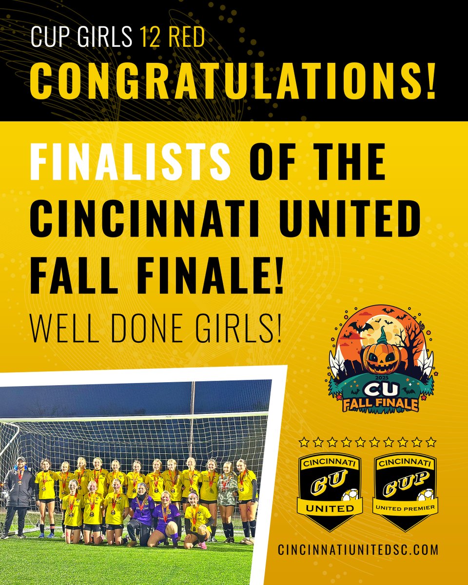 [1/2] Congratulations to all of the teams that participated in the CU Fall Finale 🎉⚽

An extra congratulations to the teams that were finalists or champions in their bracket. 👏

Champions 🏆
14 Gold
15 South

Finalists 🏅
12 Red
13 Red
15 Black
15 Gold
15 Silver