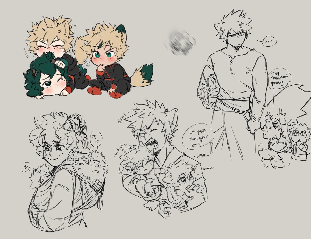 pianobelt's tweet photo. so i'm a weak bitch for cute domestic family stuff and winter au is right there. doodles i did over the last few weeks to relax/destress ft au kids #bkdk https://t.co/QuhZ2fM6m0