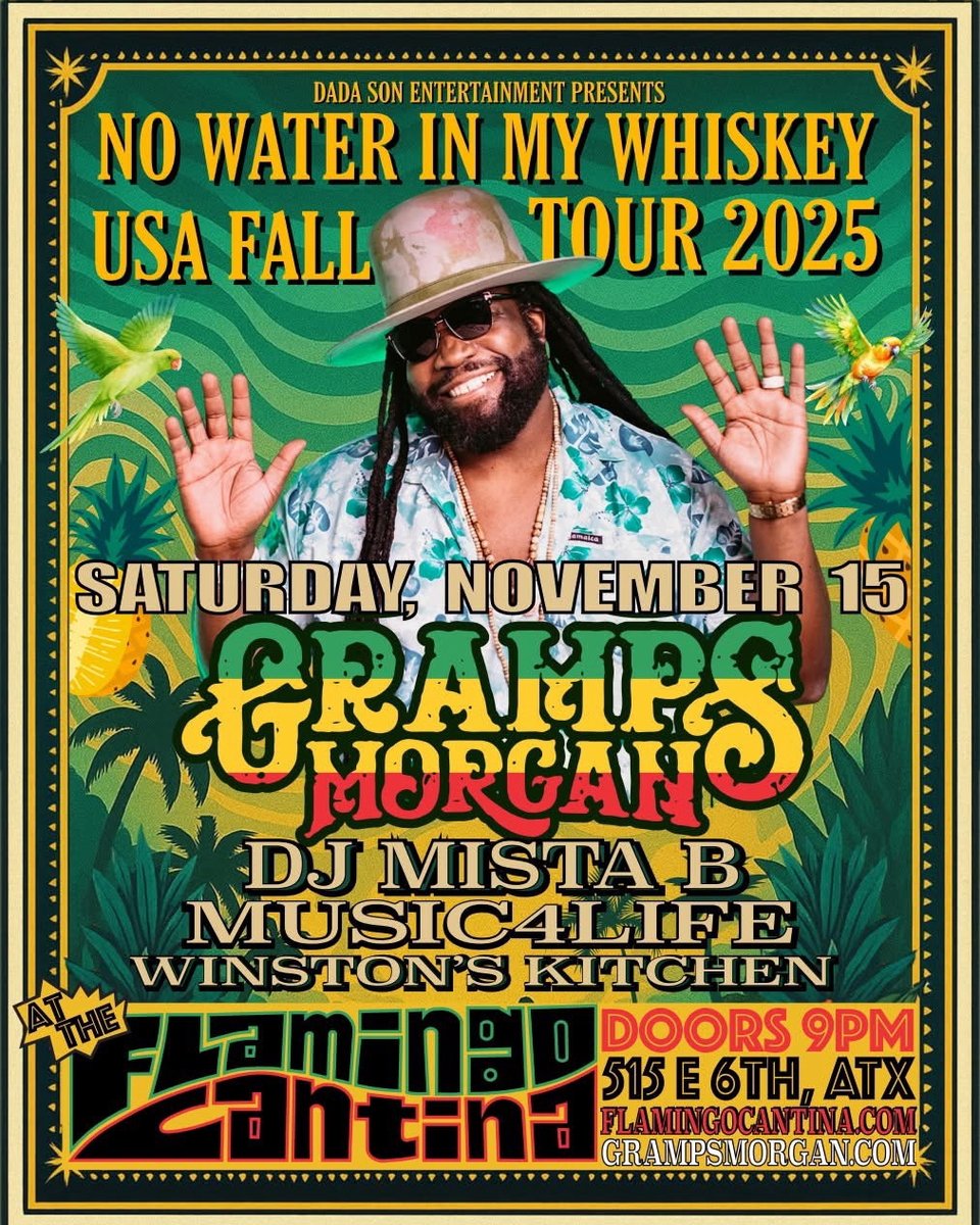 Join us on Sat. Nov 15th for sweet reggae music  <a href="/flamingocantina/">Flamingo Cantina</a> with <a href="/grampsmorgan/">GrampsMorgan.eth</a> alongside Music For Life with <a href="/Phillipidon/">Phillipidon</a> <a href="/alan_moe/">Alan Moe Monsarrat</a> with Gramps Morgan, DJ Mista B plus Jamaican food by Winston's Kitchen. Tickets on sale now:  music4lifemedia.com/events/music-f…
