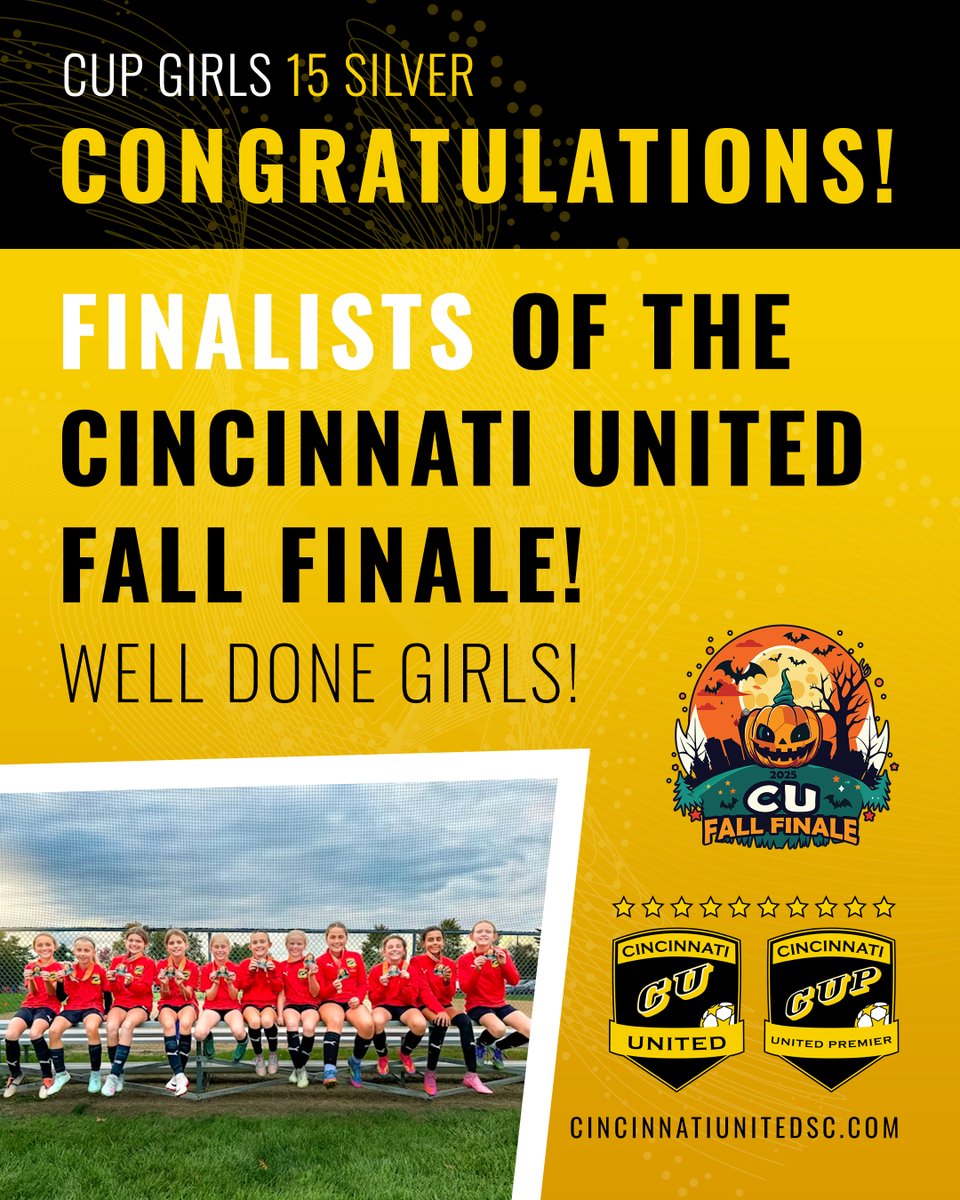 [2/2] Congratulations to all of the teams that participated in the CU Fall Finale 🎉⚽

An extra congratulations to the teams that were finalists or champions in their bracket. 👏

Champions 🏆
14 Gold
15 South

Finalists 🏅
12 Red
13 Red
15 Black
15 Gold
15 Silver