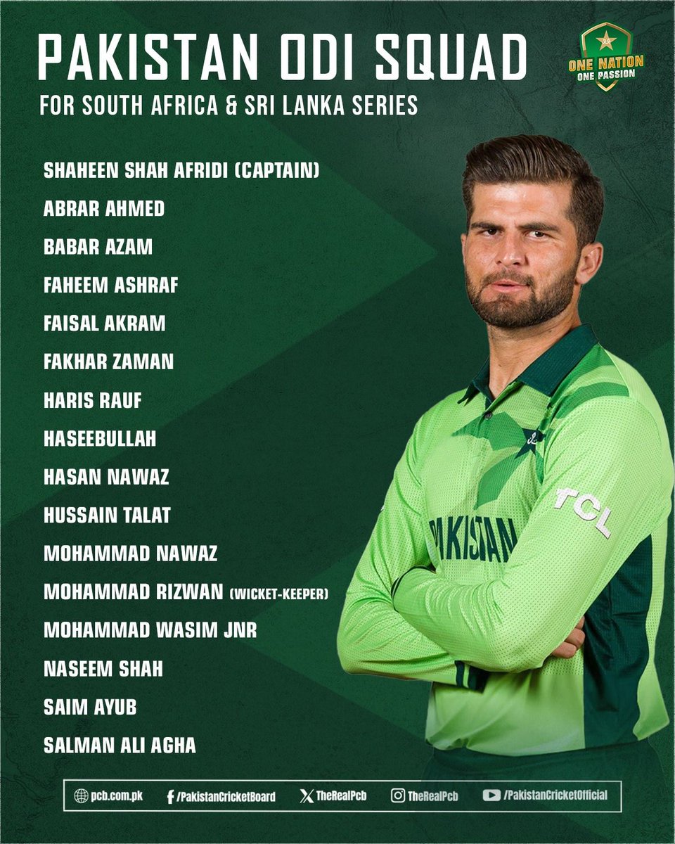 <a href="/CoachHesson/">Mike Hesson</a> <a href="/TheRealPCB/">Pakistan Cricket</a> <a href="/PakPassion/">PakPassion.net</a> <a href="/MultanSultans/">Multan Sultans</a> <a href="/aliktareen/">Ali Khan Tareen</a> congratulations to <a href="/FaisalAkram_/">Faisal Akram</a> making the ODI squad against south Africa and Sri lanka. This kid has some serious talent