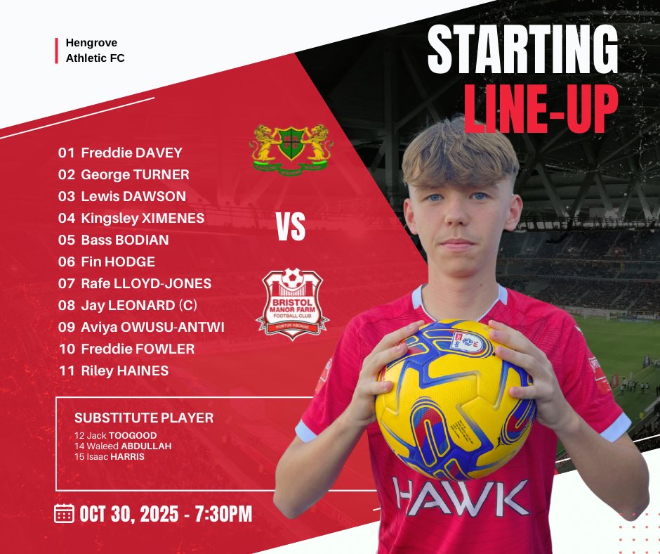 Tonight’s line up against Hengrove Athletic - our 4th game of the league 

#upthefarmu18s⚽️