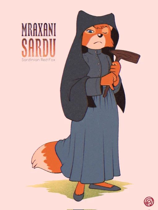 30. Sardinian Red Fox Based on "S'Accabadora", a sardinian folkloristic figure. A sort of local grim reaper. #foxtober2025