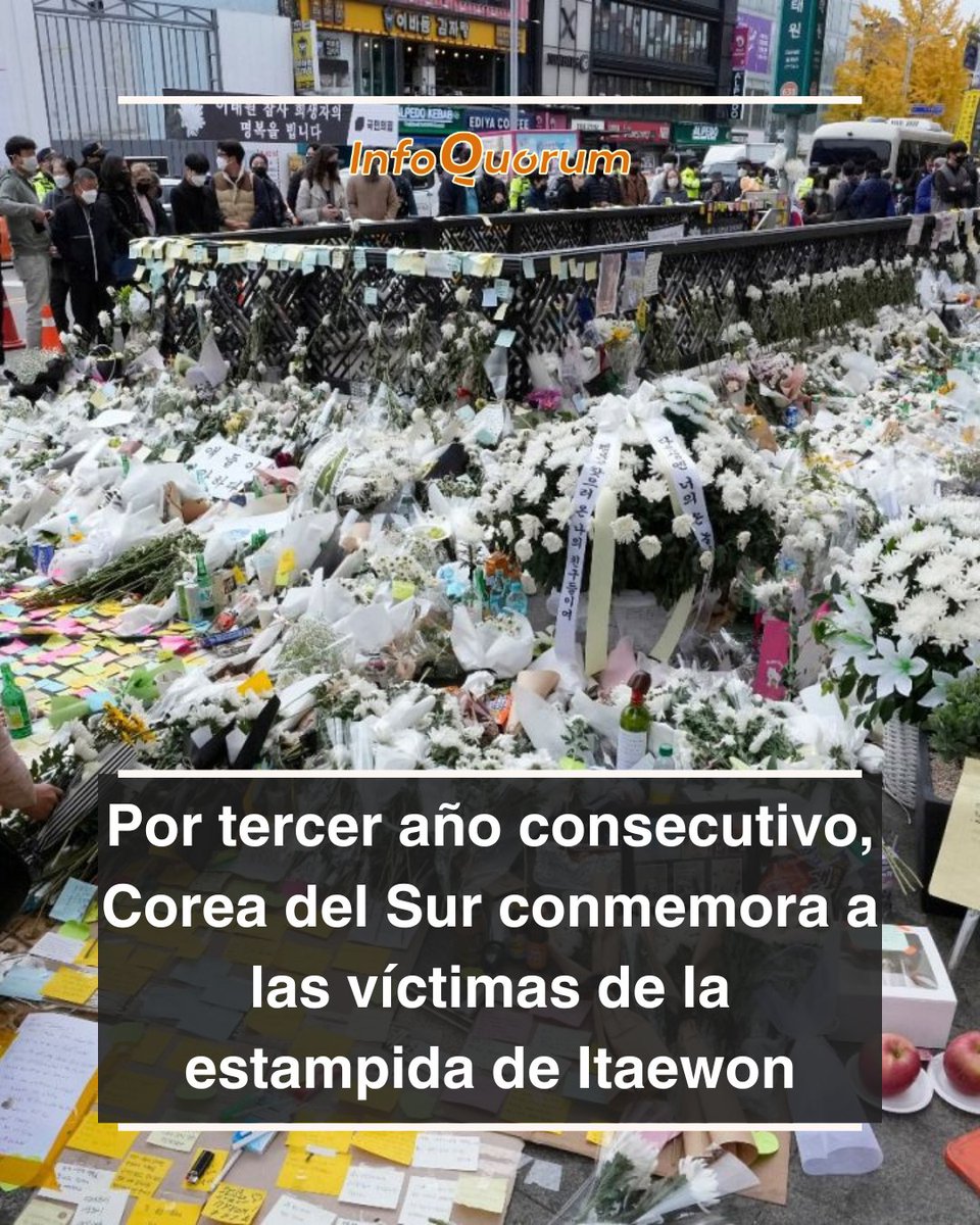 📣😔🕊El #Ministerio de #Interior y #Seguridad de #Corea del #Sur, conmemoró por tercer año consecutivo a las #victimas de la estampida humana de #Itaewon y anunciaron que harían sonar las #alarmas de #Seúl.

📣"(Las sirenas) tienen como objetivo reconocer que esta tragedia no