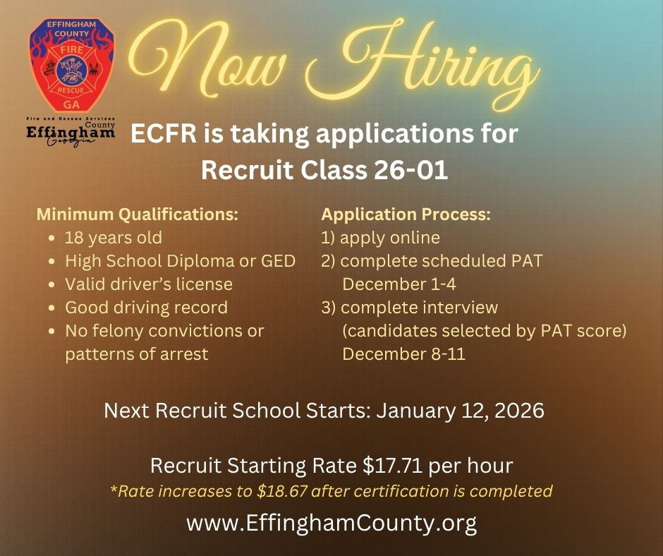 EffCoFireRescue's tweet image. Apply online today! Go to EffinghamCounty.org and click on the Employment Icon
#effinghamcountyga #futurefirefighter #JoinOurTeam