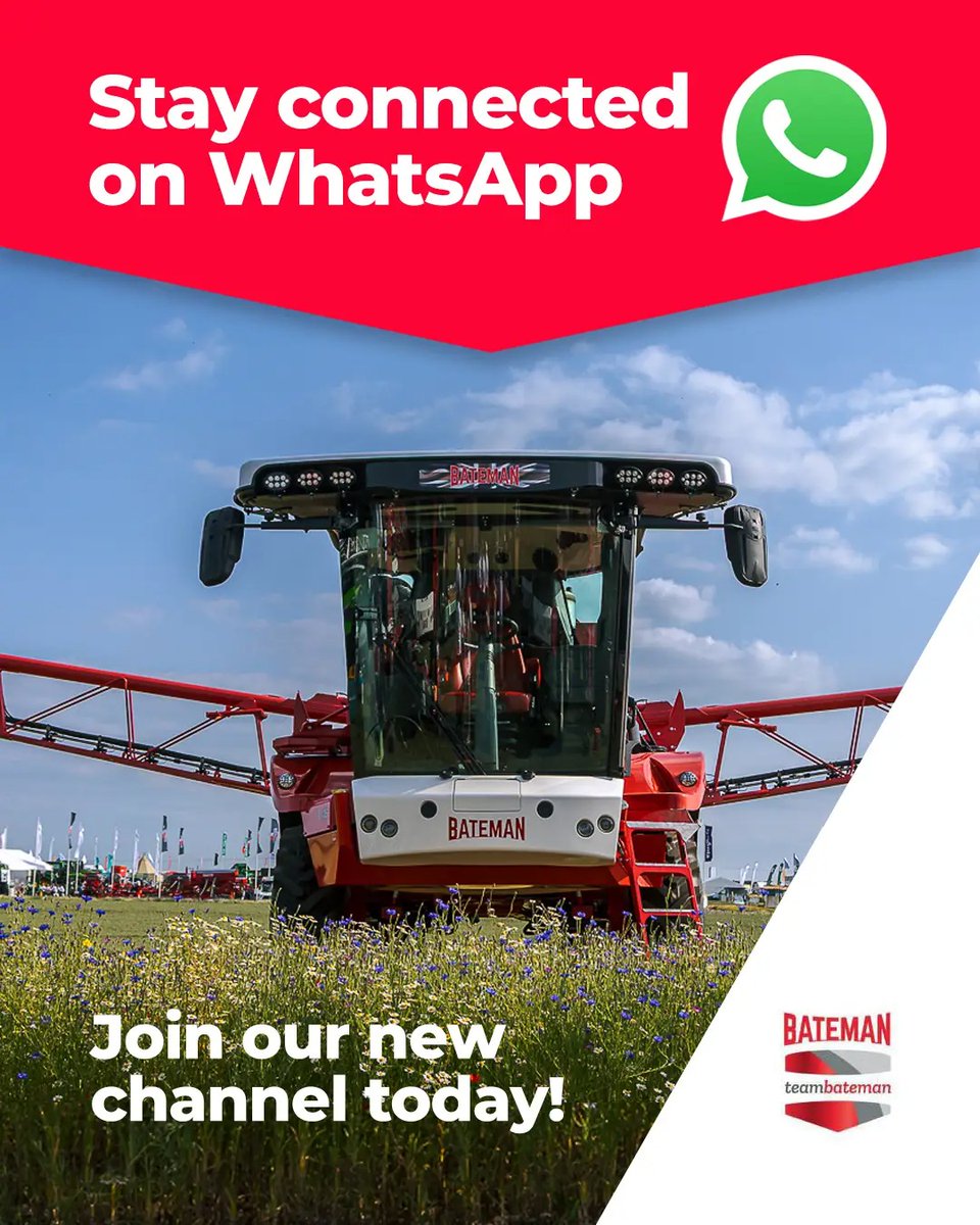 Stay up to date with Bateman Sprayers on our WhatsApp Channel 🤙

You’ll get...

✅ Company &amp; customer news
✅ Product updates
✅ Latest preowned machines
✅ Event info

...straight to your phone.

Tap here to join 👇
whatsapp.com/channel/0029Vb…

#BatemanSprayers #CropSprayers