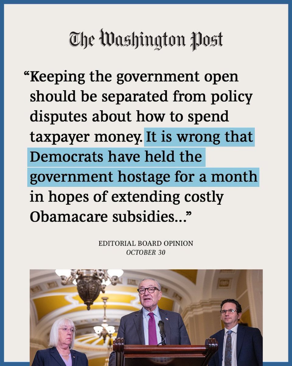 Jimmy McCambridge (@jimmymack0320) on Twitter photo Even the Washington Post knows it’s us Democrats that are at fault. 
Schumer needs to pass a clean CR, then resign. Even the Washington Post knows it’s us Democrats that are at fault. 
Schumer needs to pass a clean CR, then resign.