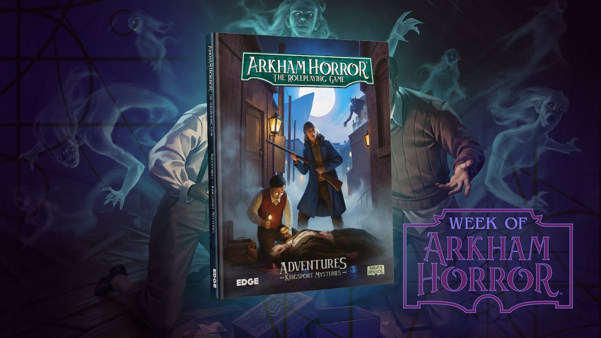 Announcing Kingsport Mysteries from <a href="/edge_english/">Edge Studio (English)</a>!!

This 96-page grimoire holds adventure and peril for investigators of Arkham Horror: The Roleplaying Game, whether new to the mythos or veterans of previous investigations.

Read more here: arkhamhorror.com/news/announcin…